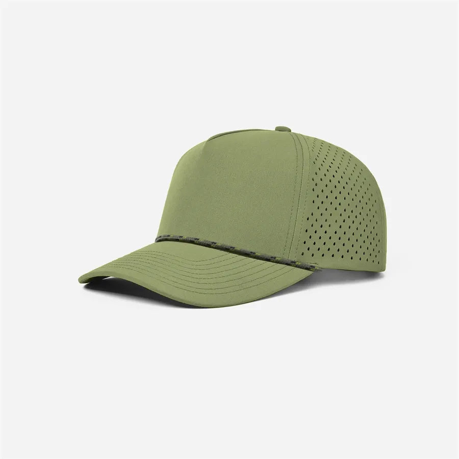 Custom Laser Perforated 5 Panel Golf Snapback Rope Hat