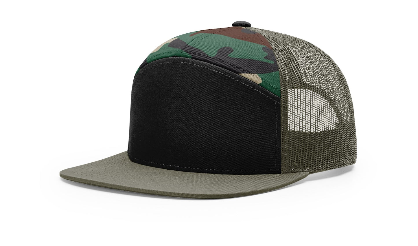 Richardson 168 Seven Panel Trucker with Custom Leather Patch