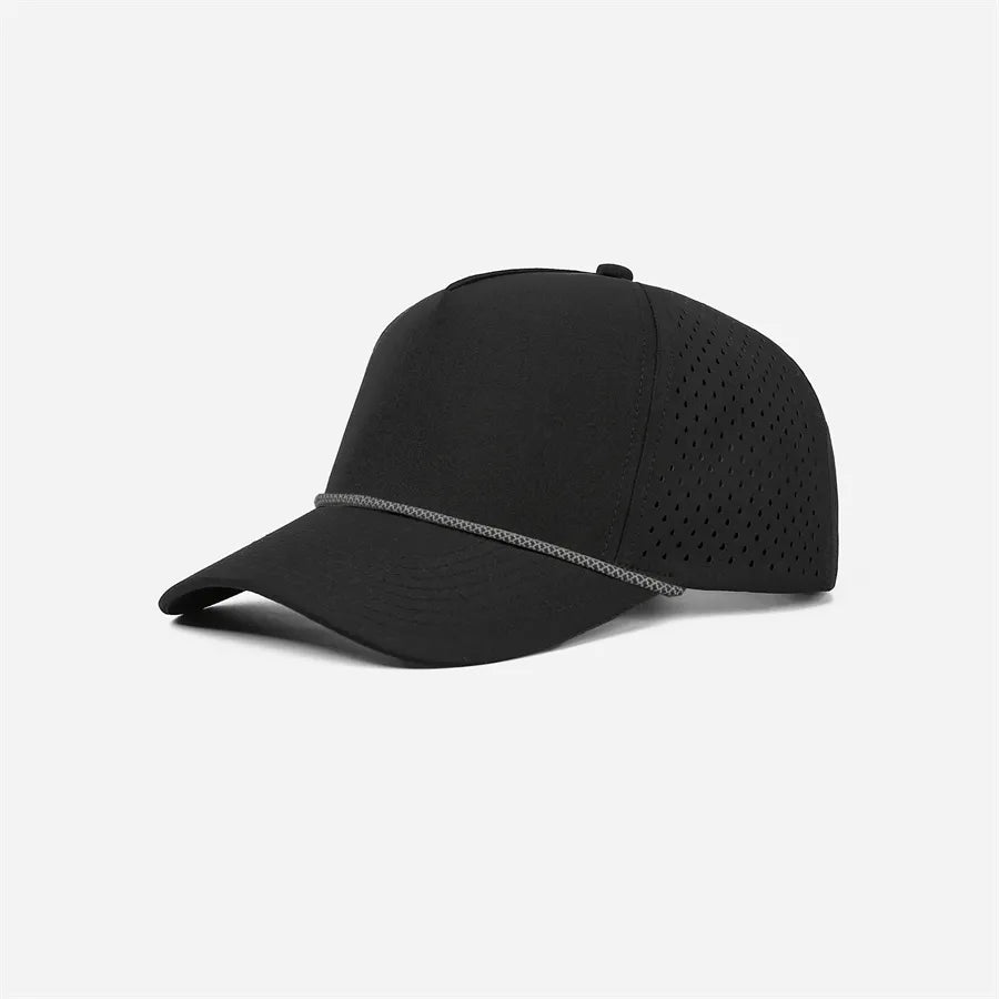 Custom Laser Perforated 5 Panel Golf Snapback Rope Hat