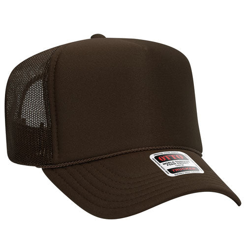 Otto Foam Trucker High Crown 5 Panel with Custom Leather Patch
