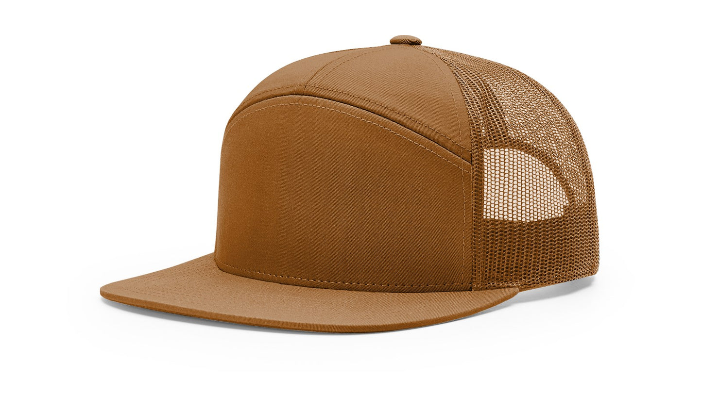 Richardson 168 Seven Panel Trucker with Custom Leather Patch