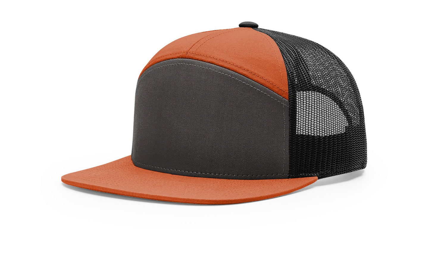 Richardson 168 Seven Panel Trucker with Custom Leather Patch