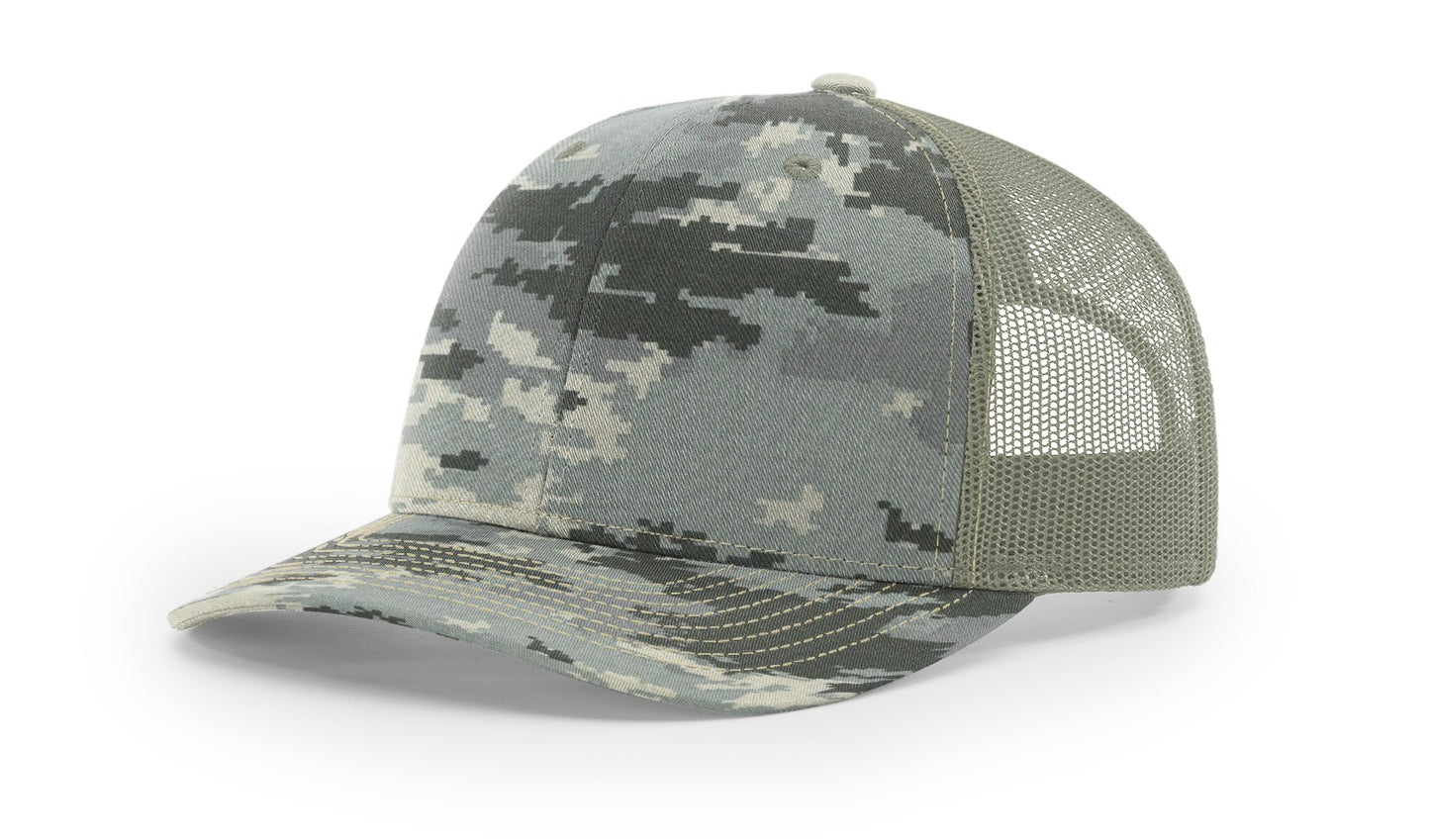Camo Richardson 112P Trucker with Custom Leather Patch
