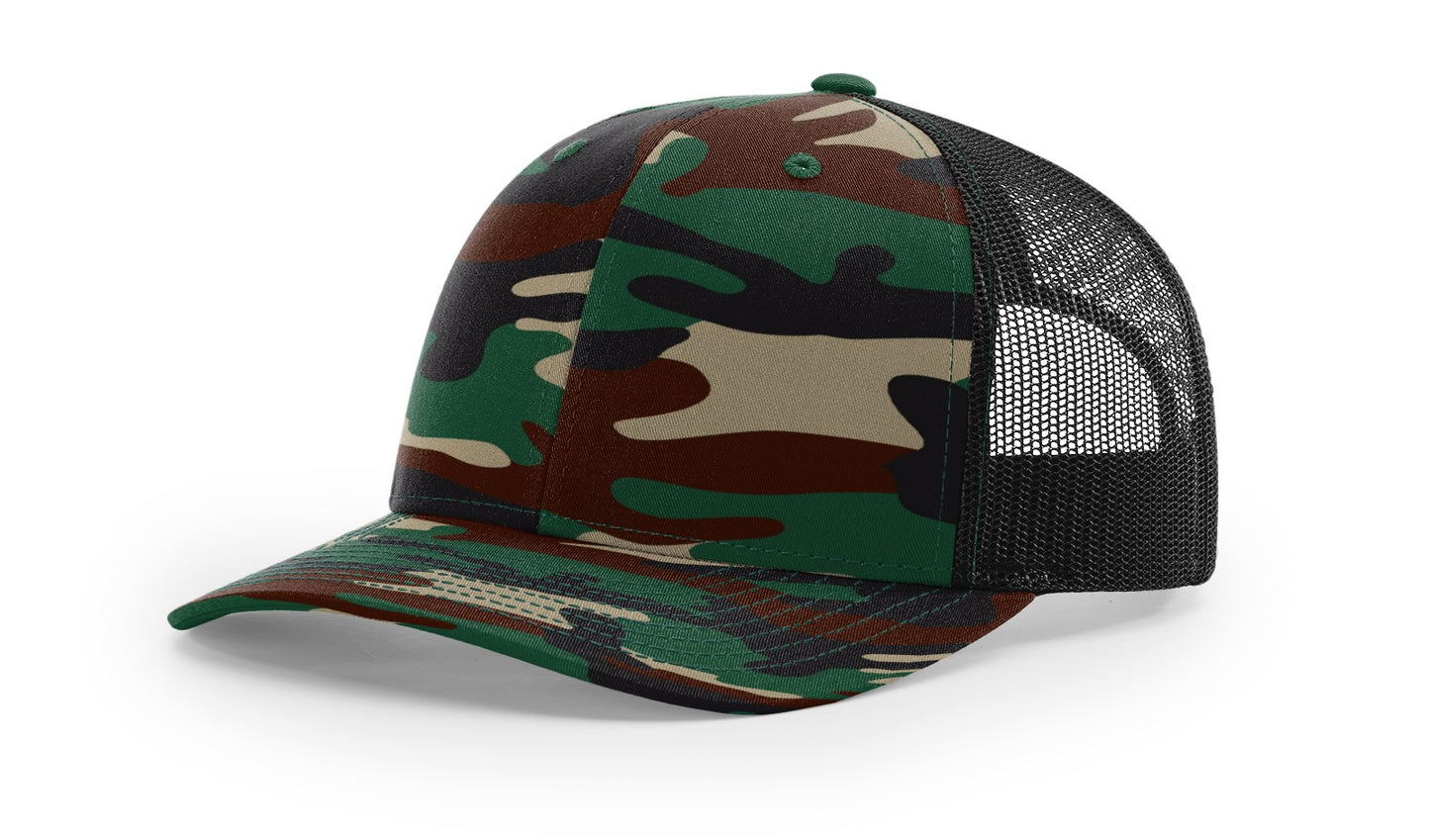 Camo Richardson 112P Trucker with Custom Leather Patch