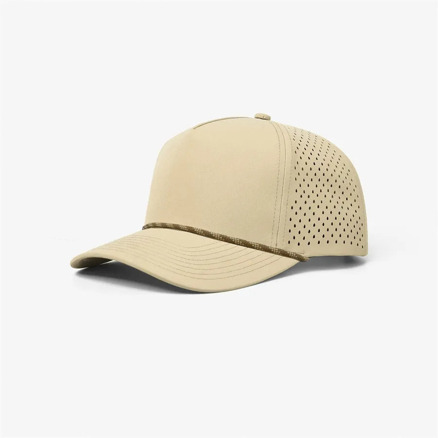 Custom Laser Perforated 5 Panel Golf Snapback Rope Hat