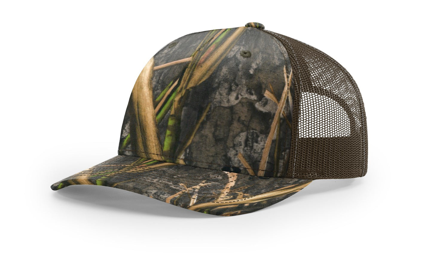 Camo Richardson 112PFP Trucker with Custom Leather Patch