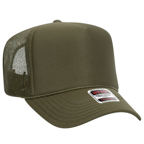 Otto Foam Trucker High Crown 5 Panel with Custom Leather Patch