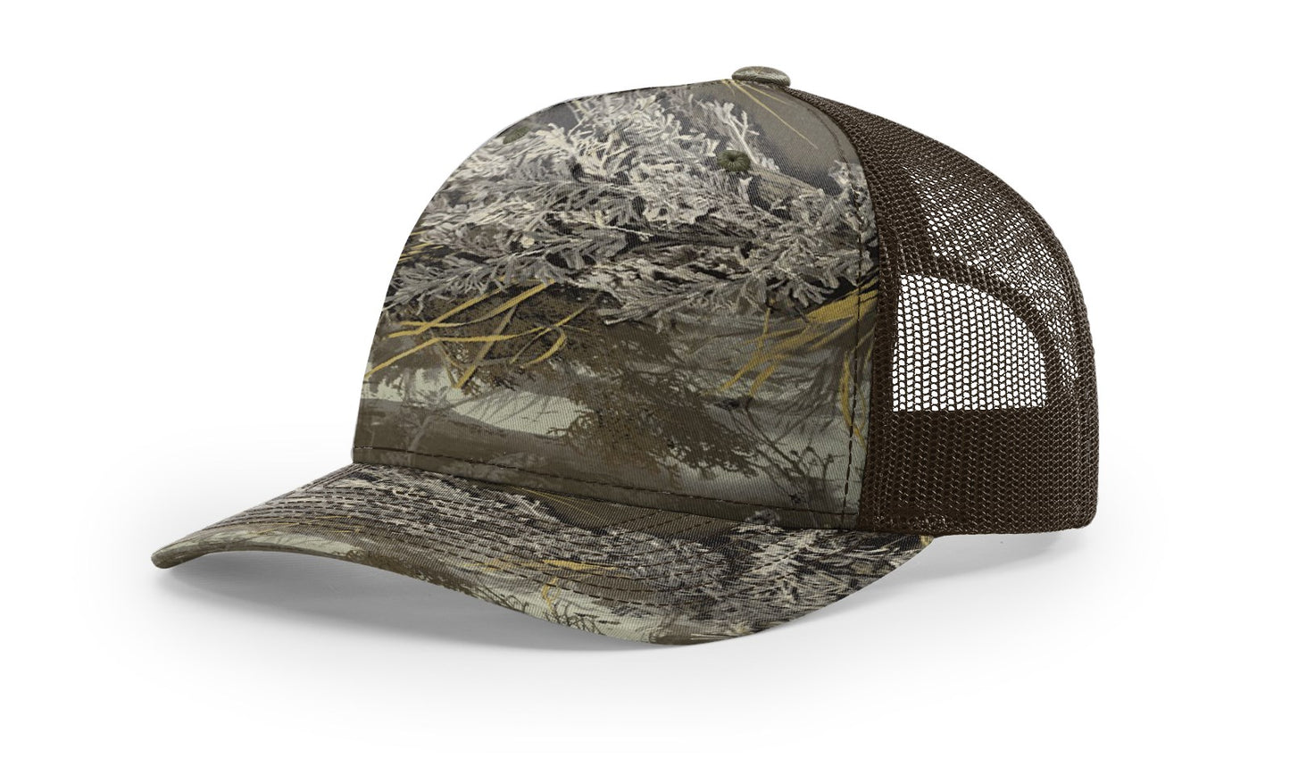 Camo Richardson 112PFP Trucker with Custom Leather Patch