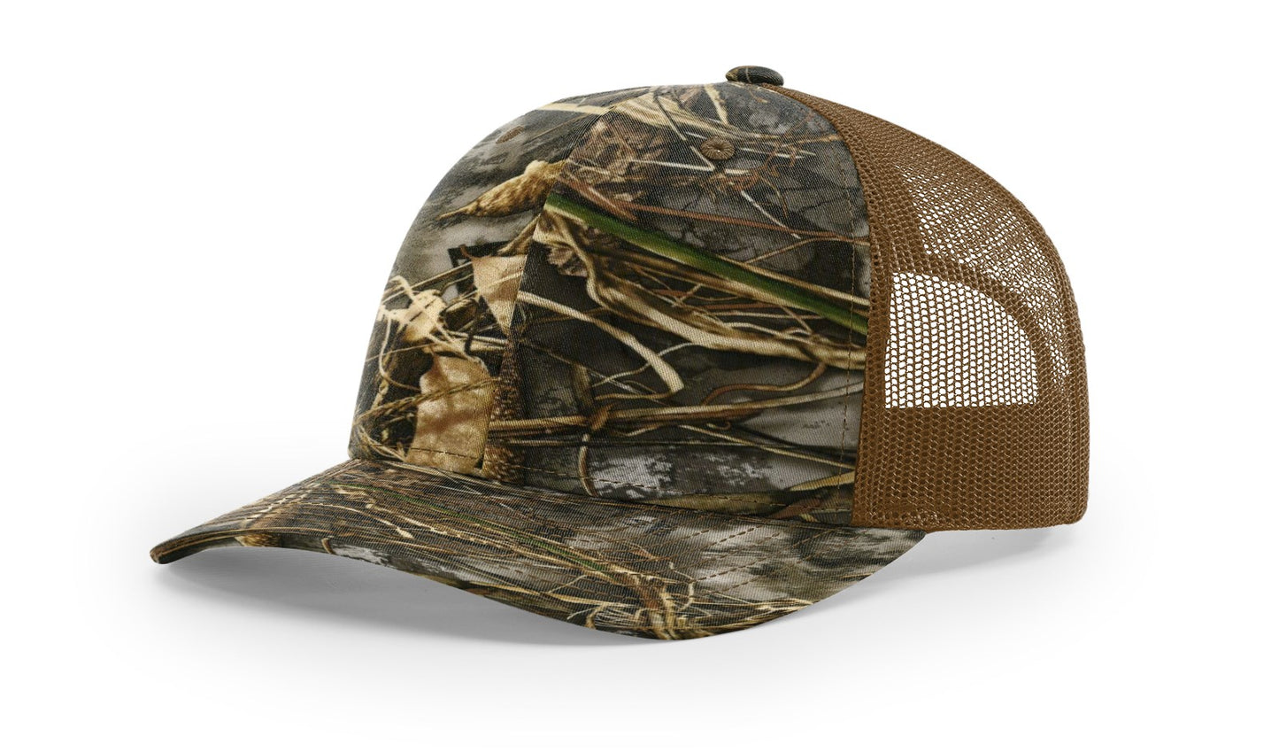 Camo Richardson 112P Trucker with Custom Leather Patch