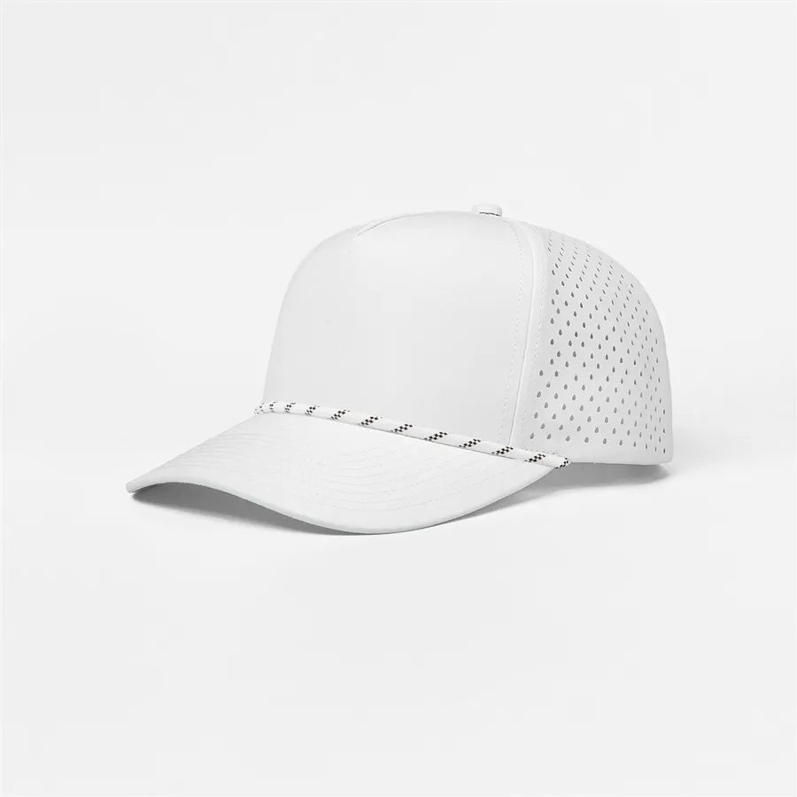 Custom Laser Perforated 5 Panel Golf Snapback Rope Hat