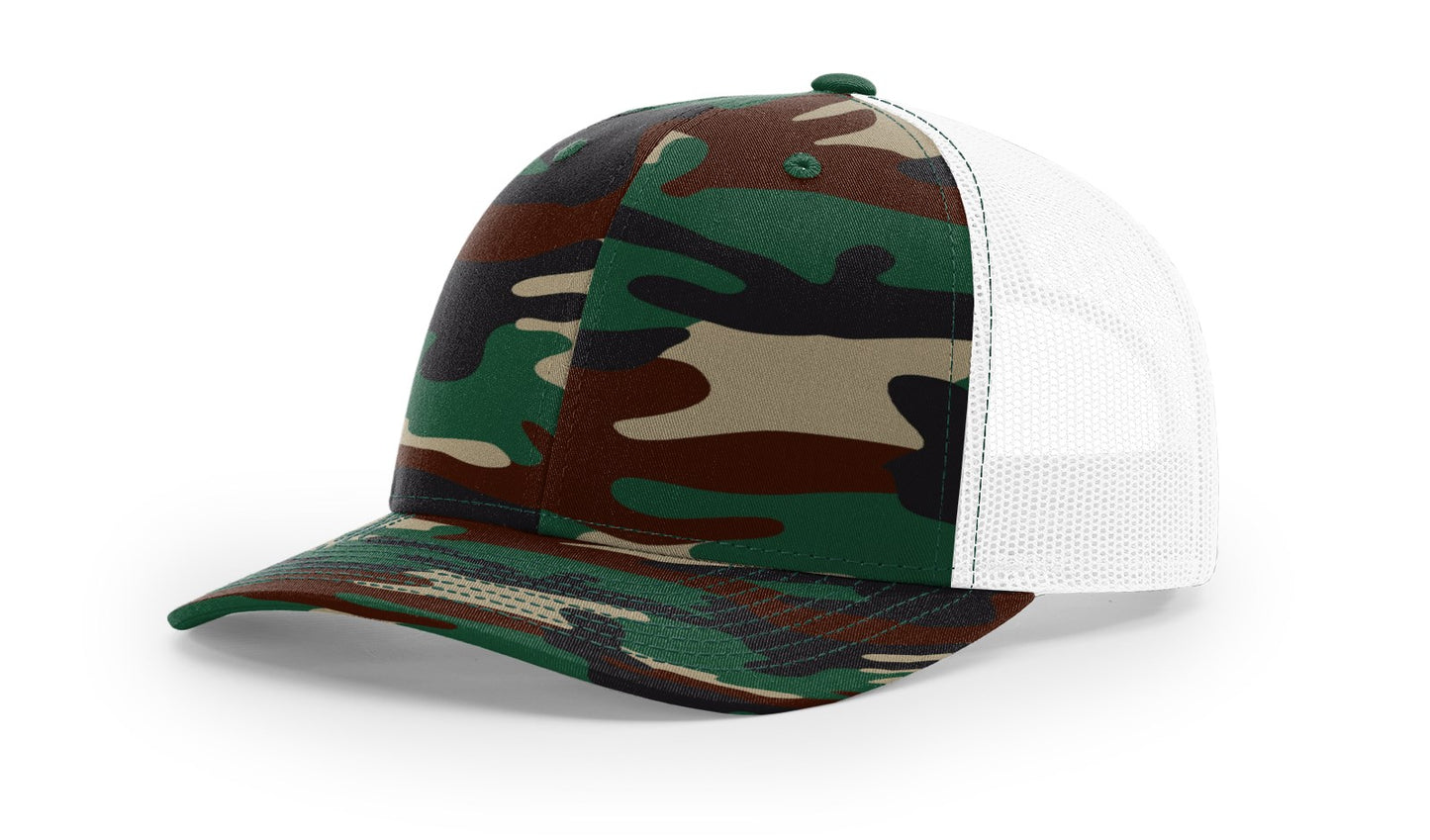 Camo Richardson 112 Trucker with Custom Leather Patch