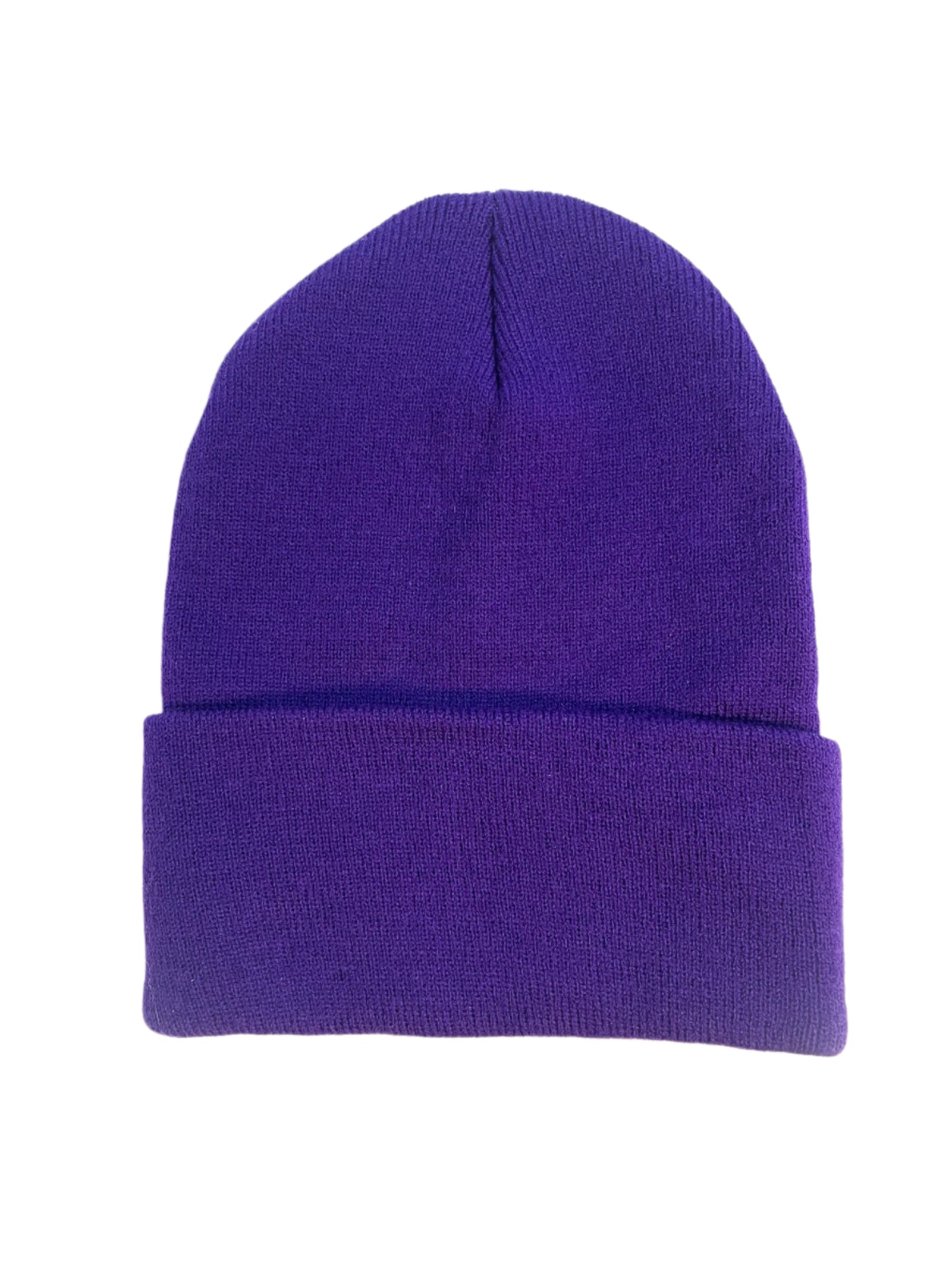 Leather Patch Beanie - Purple