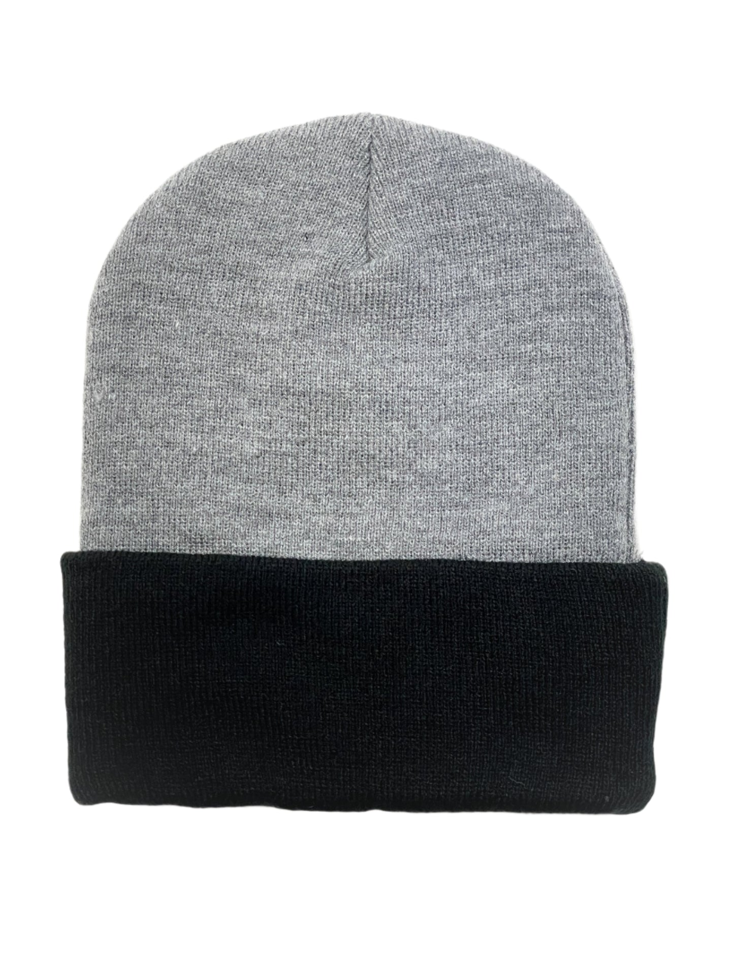 Leather Patch Beanie - Oxford/Black