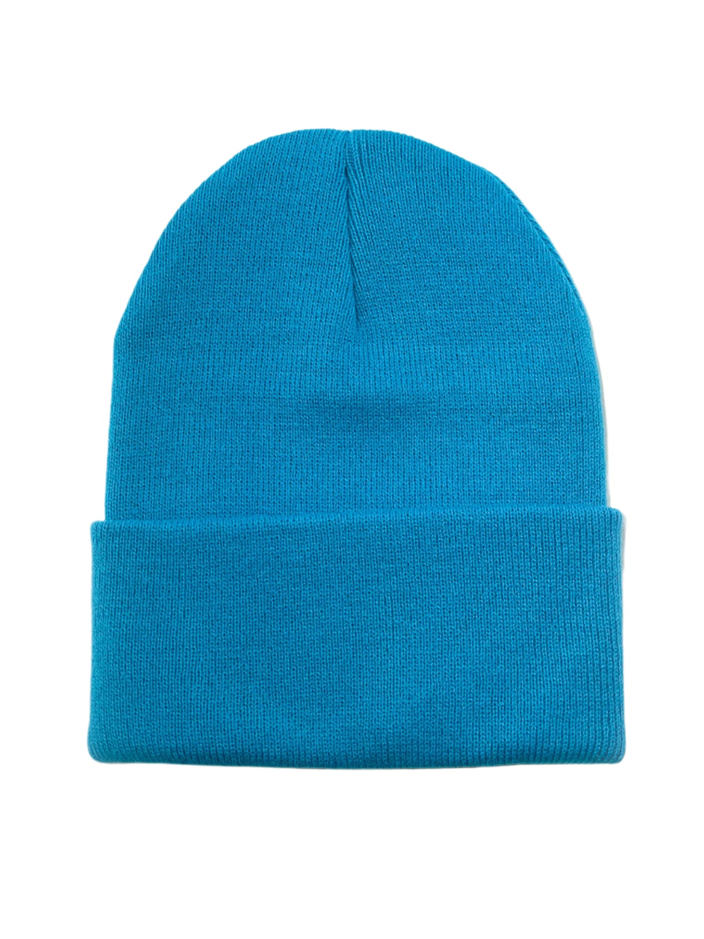 Leather Patch Beanie - Neon Blue