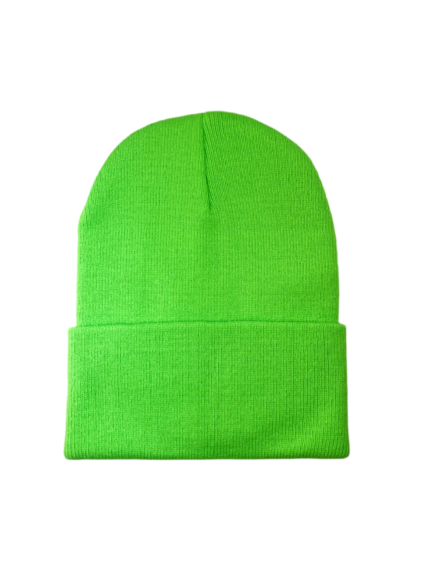 Leather Patch Beanie - Neon Green