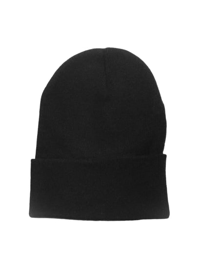 Leather Patch Beanie - Black