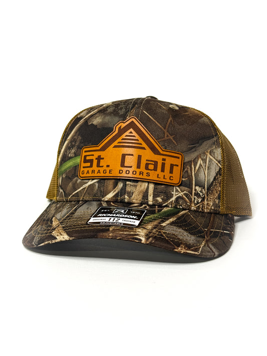 Camo Richardson 112P Trucker with Custom Leather Patch