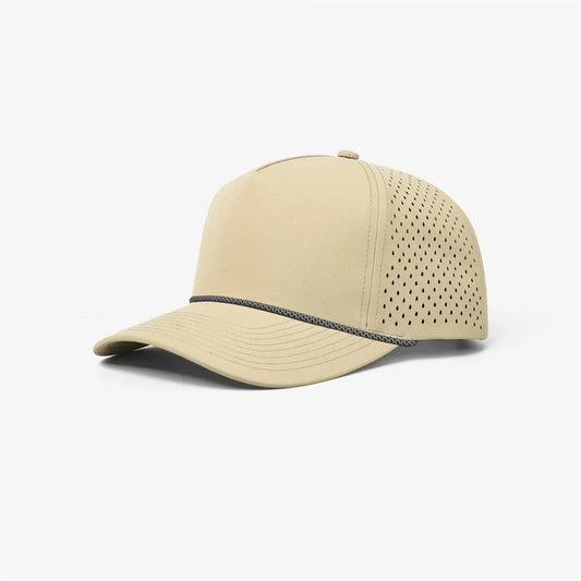 Custom Laser Perforated 5 Panel Golf Snapback Rope Hat
