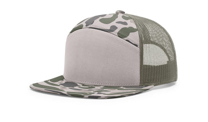 Richardson 168P Camo Seven Panel Trucker with Custom Leather Patch