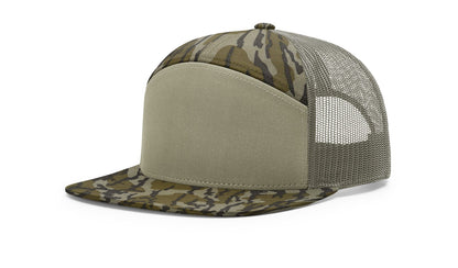 Richardson 168P Camo Seven Panel Trucker with Custom Leather Patch
