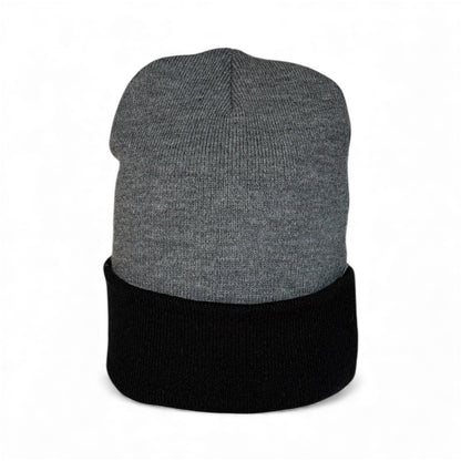 Leather Patch Beanie - Oxford/Black