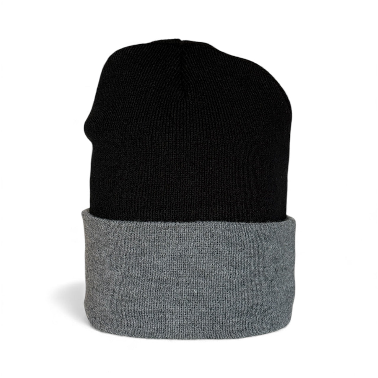 Leather Patch Beanie - Black/Oxford