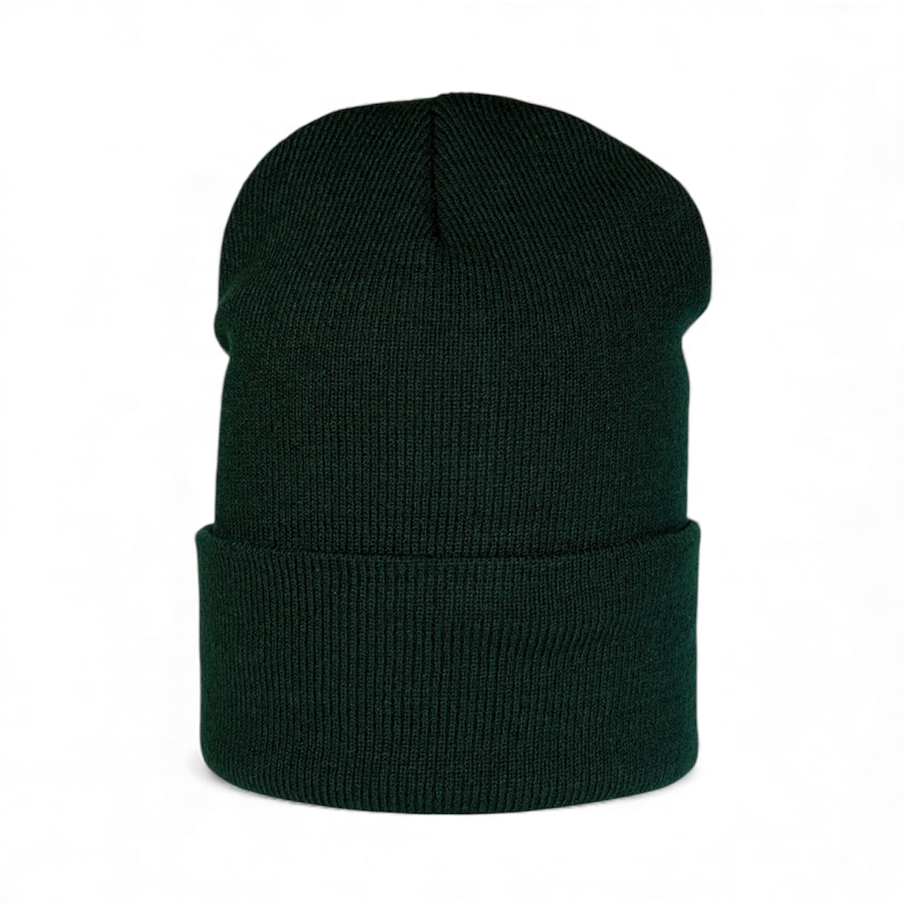 Leather Patch Beanie - Forest Green
