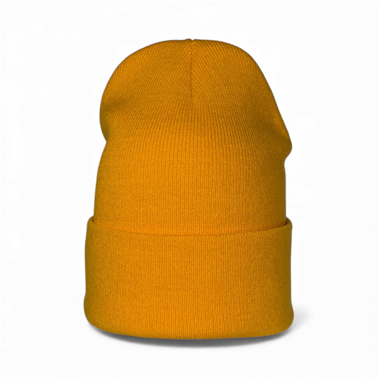 Leather Patch Beanie - Yellow