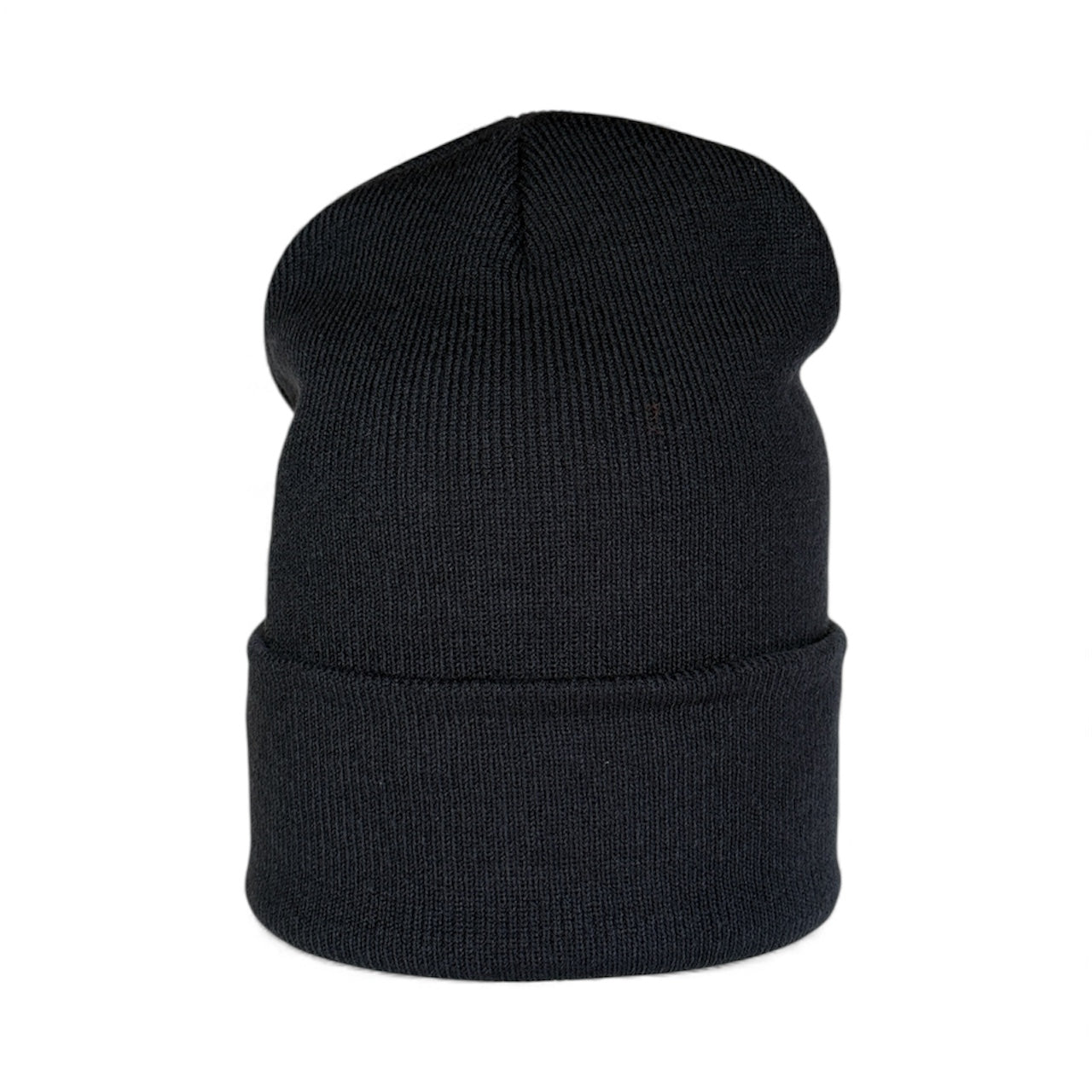 Leather Patch Beanie - Navy
