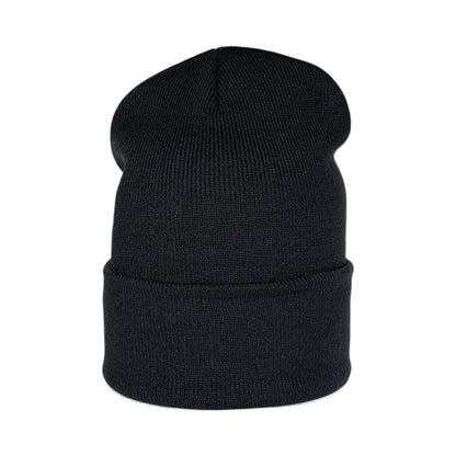 Leather Patch Beanie - Navy