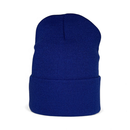 Leather Patch Beanie - Royal Blue