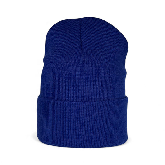 Leather Patch Beanie - Royal Blue