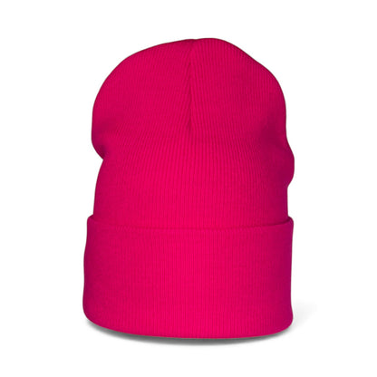 Leather Patch Beanie - Neon Pink