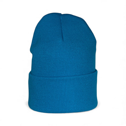 Leather Patch Beanie - Neon Blue
