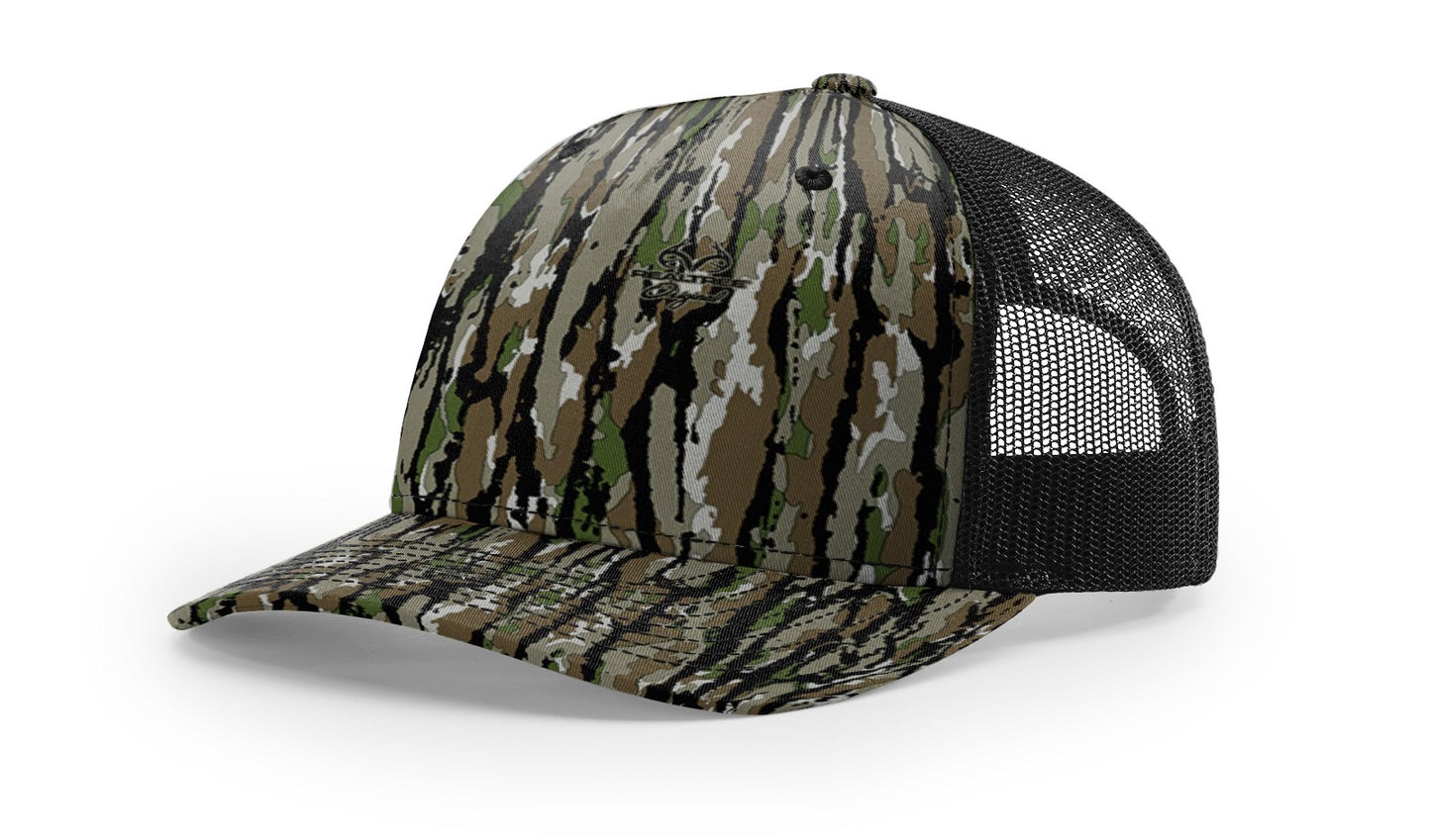 Camo Richardson 112 (5 Panel) Trucker with Custom Leather Patch