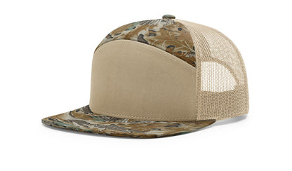 Richardson 168P Camo Seven Panel Trucker with Custom Leather Patch