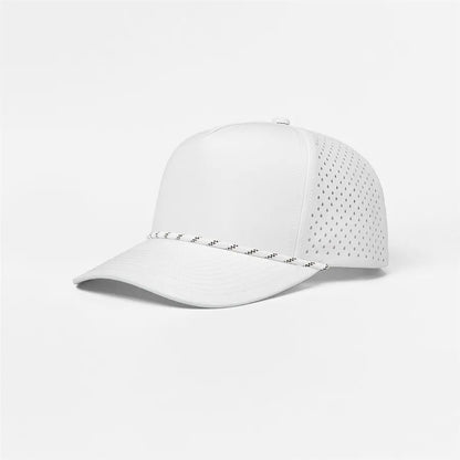 Custom Laser Perforated 5 Panel Golf Snapback Rope Hat