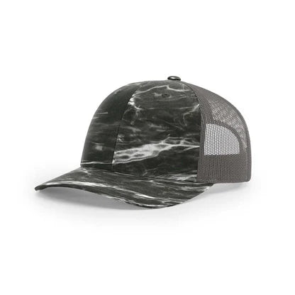 Camo Richardson 112 (5 Panel) Trucker with Custom Leather Patch